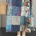 baggy patchwork prints linen dresses Loose fitting sleeveless traveling clothing casual big hem linen caftans