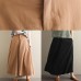 Women's simple retro solid color elastic waist casual khaki wide leg culottes