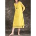 Bohemian yellow Cotton Long dress o neck patchwork Midi Summer Dresses