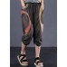 summer chocolate cotton women pants elastic waist patchwork Cinched jeans