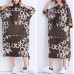 Italian pockets Cotton dresses Mom Catwalk chocolate print short Dress Summer