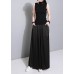 black elegant blended women trousers plus size elastic waist straight pants