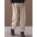 new beige winter casual trousers elastic waist thick harem pants