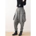 Autumn new retro thick large size warm knitted gray plaid harem bloomers