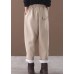 new beige winter casual trousers elastic waist thick harem pants