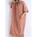 Classy hooded half sleeve cotton tunic top Casual Catwalk nude red Plus Size Dresses Summer