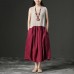 Art linen Robes boutique Sleeveless Linen Leisure Summer Women Dress