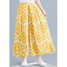 printed wide leg pants fashion elastic waist casual wild pants skirt