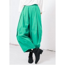 new green cotton pleated loose pants casual wild pants