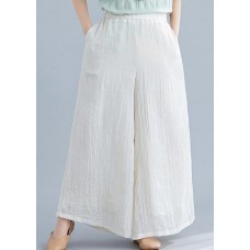 Vintage literary cotton wide-leg pants loose Chinese casual nude trousers