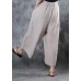 fall new linen pant loose women beige pockets wide leg pants