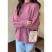 Pullover pink knitted pullover high neck plus size knitwear