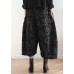 New black retro drape wide leg pants women's large size loose jacquard nine pants