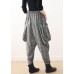 Autumn new retro thick large size warm knitted gray plaid harem bloomers