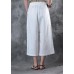 2019 women linen pants loose elastic waist crop white pants