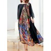 Spliced Printing Spring Loose Vintage Midi Dress