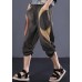 summer chocolate cotton women pants elastic waist patchwork Cinched jeans