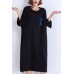 French o neck side open linen outfit 18th Century Sleeve black daily Dress Summer