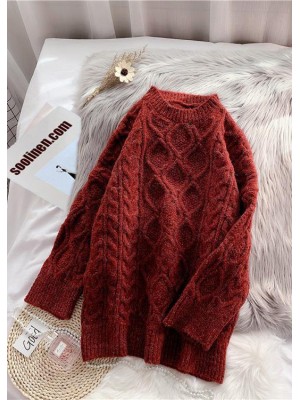 Fashion o neck baggy Sweater dresses Beautiful burgundy Tejidos knit dresses