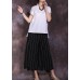 2019 black striped linen pant loose women cuop pants