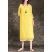 Bohemian yellow Cotton Long dress o neck patchwork Midi Summer Dresses