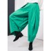 new green cotton pleated loose pants casual wild pants