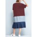 Italian patchwork o neck cotton clothes Women stylish Fabrics red Maxi Dresses Summer