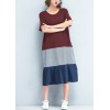 Italian patchwork o neck cotton clothes Women stylish Fabrics red Maxi Dresses Summer