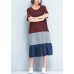 Italian patchwork o neck cotton clothes Women stylish Fabrics red Maxi Dresses Summer