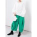 new green cotton pleated loose pants casual wild pants