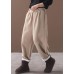 new beige winter casual trousers elastic waist thick harem pants