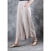 fall new linen pant loose women beige pockets wide leg pants