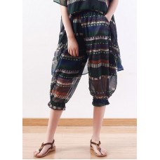 summer new original design loose stripes  chiffon casual seven points harem pants