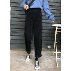 winter black wild trousers corduroy casual wide leg pants