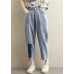 Casual Korean version of light blue pants loose wild nine points jeans elastic waist pants