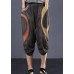 summer chocolate cotton women pants elastic waist patchwork Cinched jeans